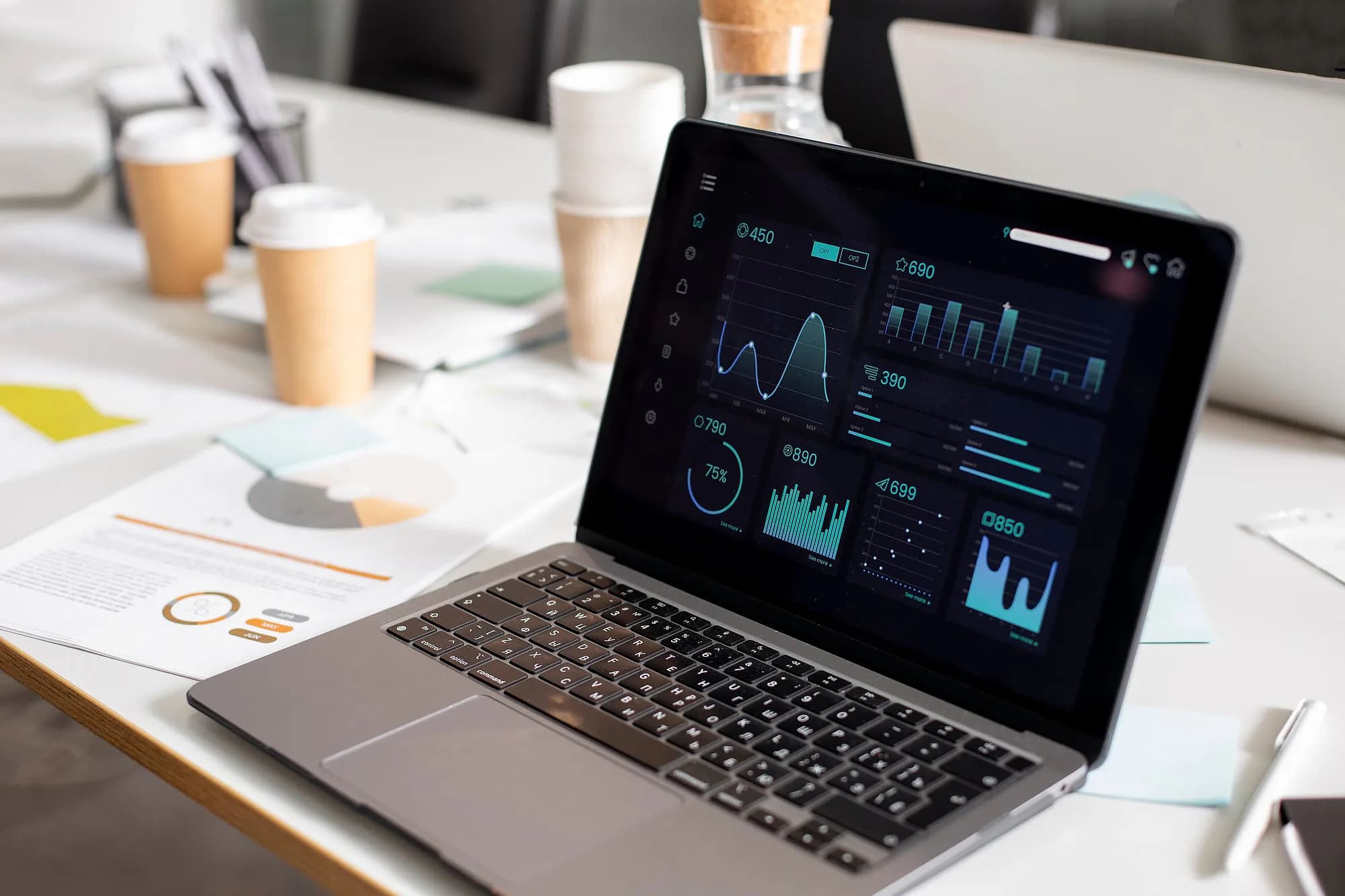 Live sales dashboard open on a laptop mid-shift