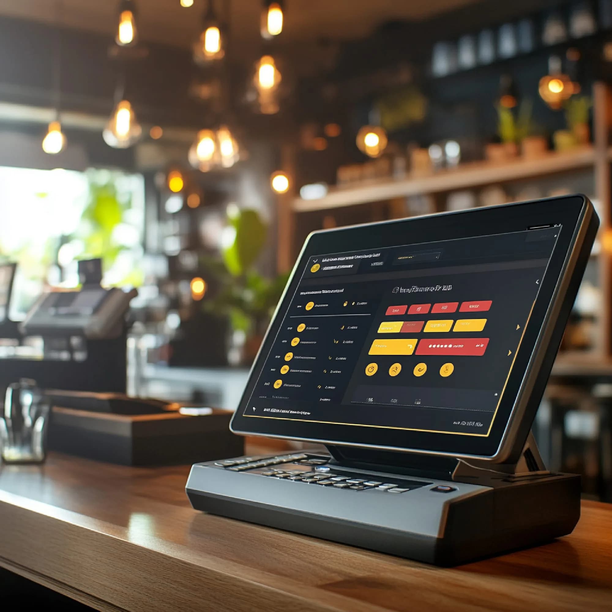 Point-of-sale terminal on a counter during service
