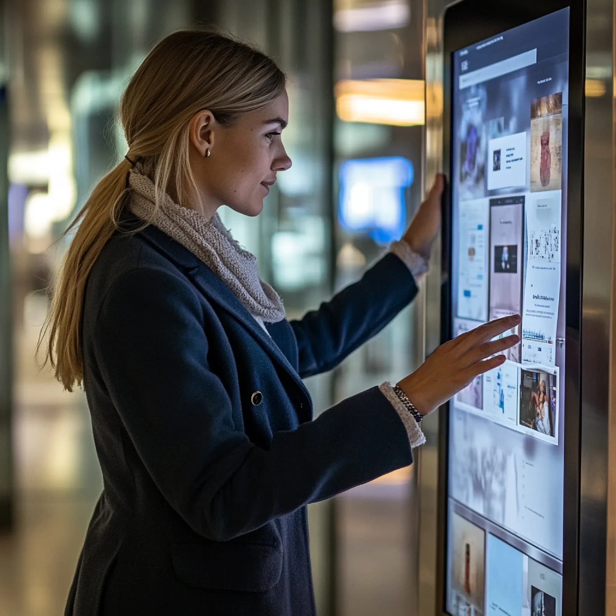 Staff member configuring a touchscreen terminal on a restaurant counter